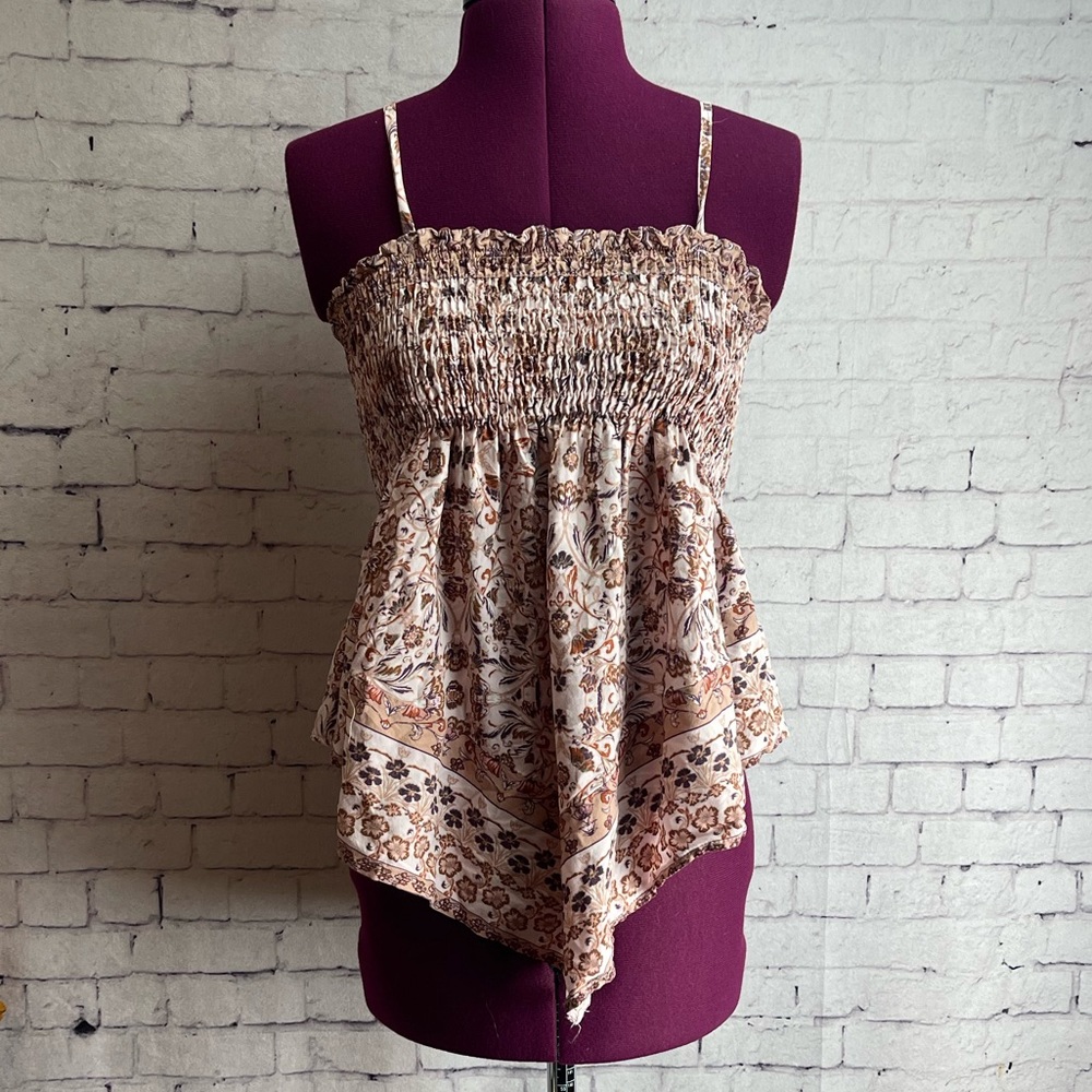 Rose and Grey size large boho smocked tank top